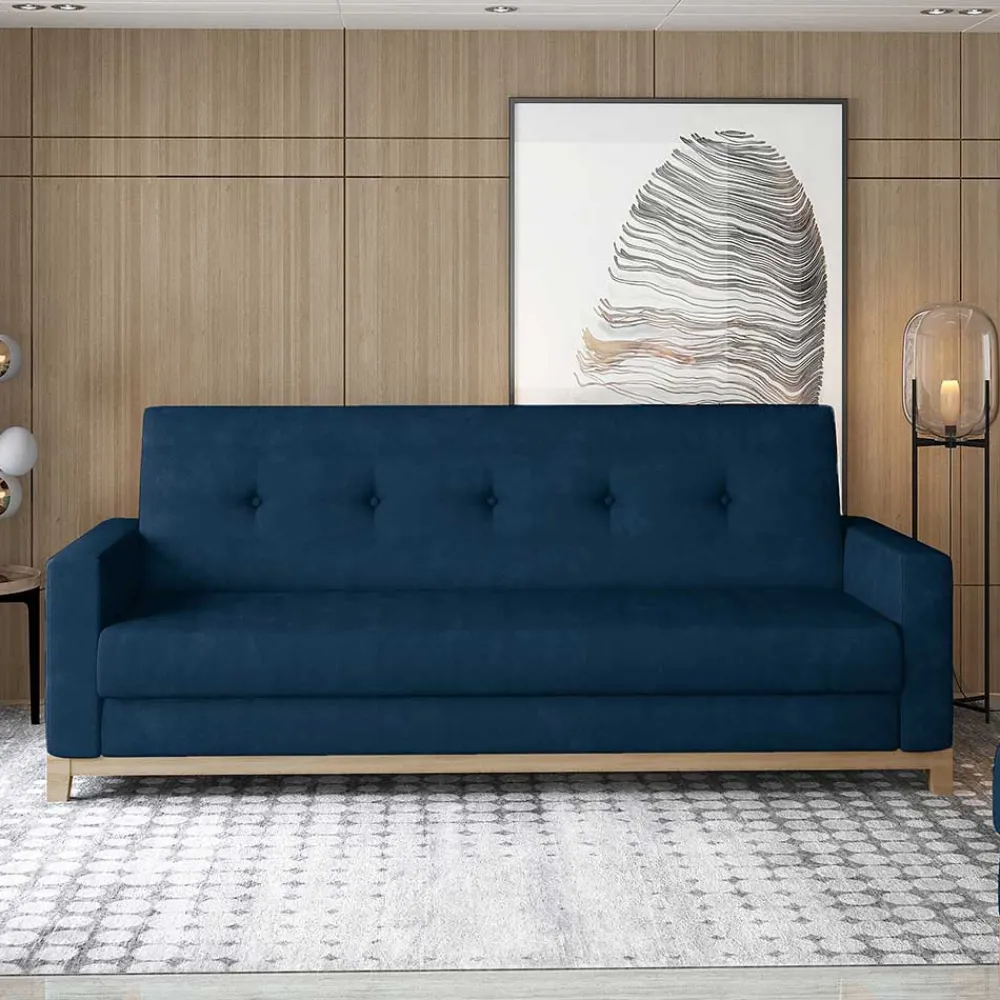 Wohnen Sofas<Schlafcouch in Dunkelblau Velours - Tadeuz