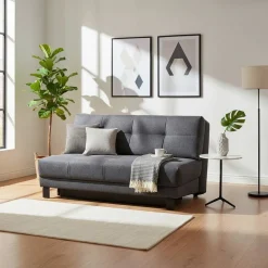 Wohnen Sofas<Schlafcouch mit Bettkasten in Dunkelgrau - Lenza