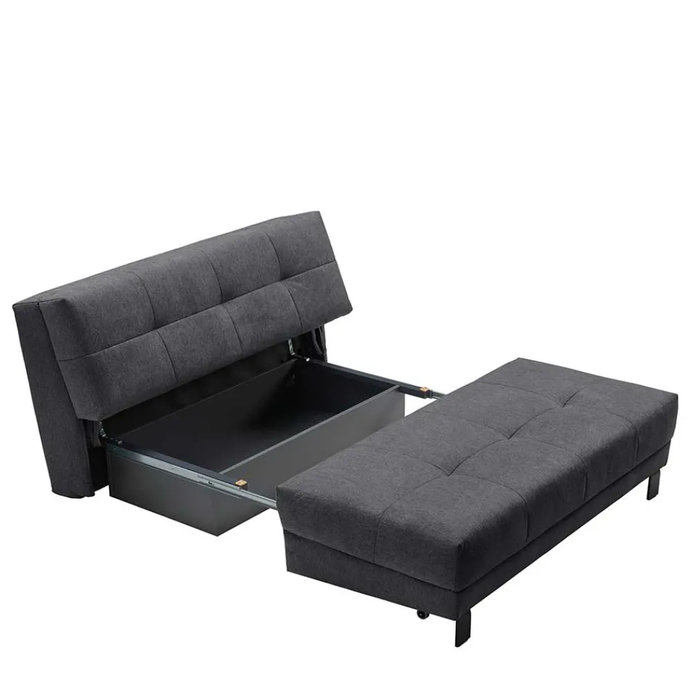 Wohnen Sofas<Schlafcouch mit Bettkasten in Dunkelgrau - Lenza