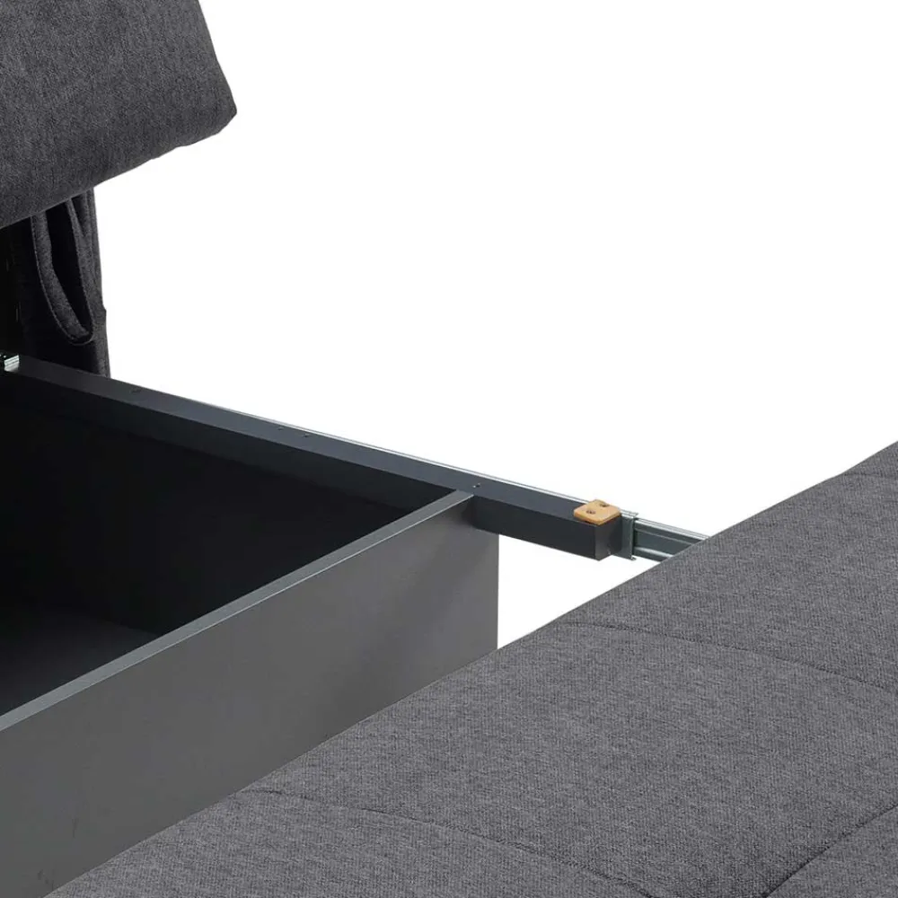 Wohnen Sofas<Schlafcouch mit Bettkasten in Dunkelgrau - Lenza