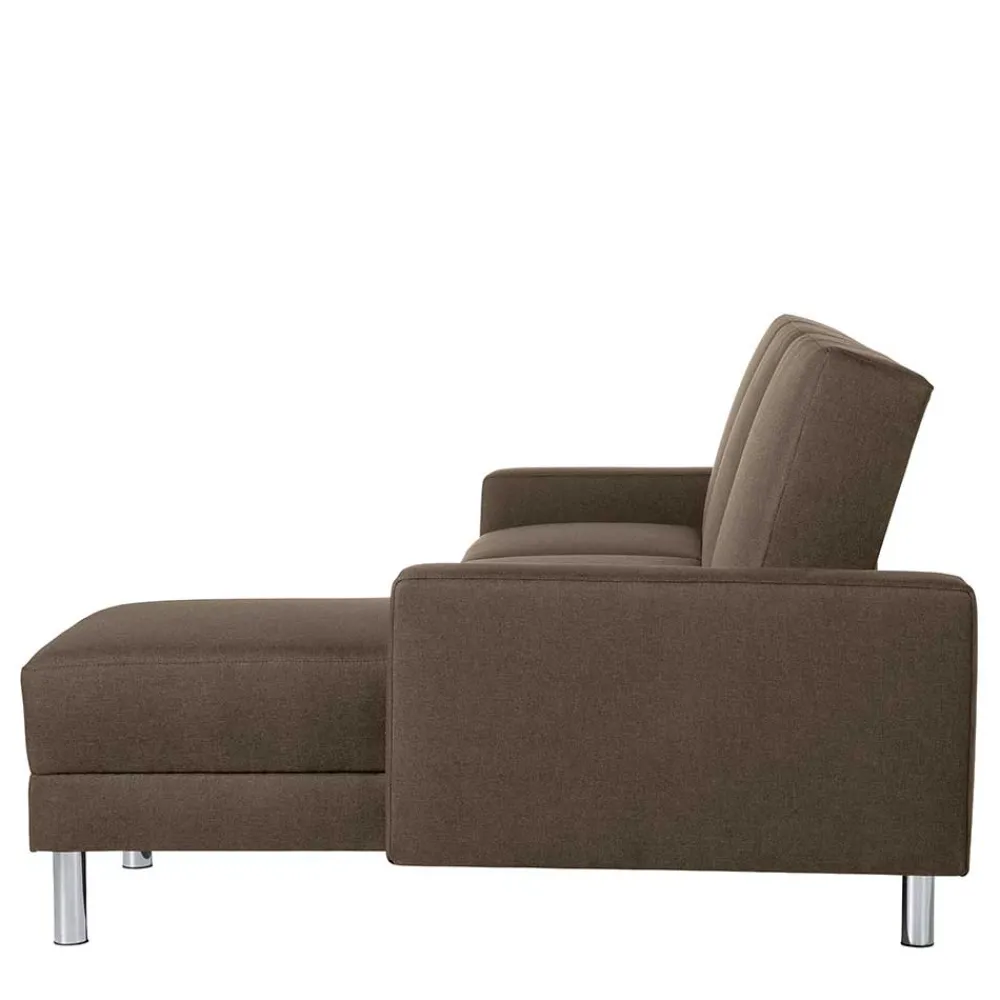 Wohnen Betten|Sofas<Schlafcouch mit Hocker in Beigegrau mit Chrom - Defelira (zweiteilig)