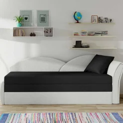Wohnen Betten|Sofas<Schlaffunktion Recamiere in Offwhite und Schwarz - Asbrov