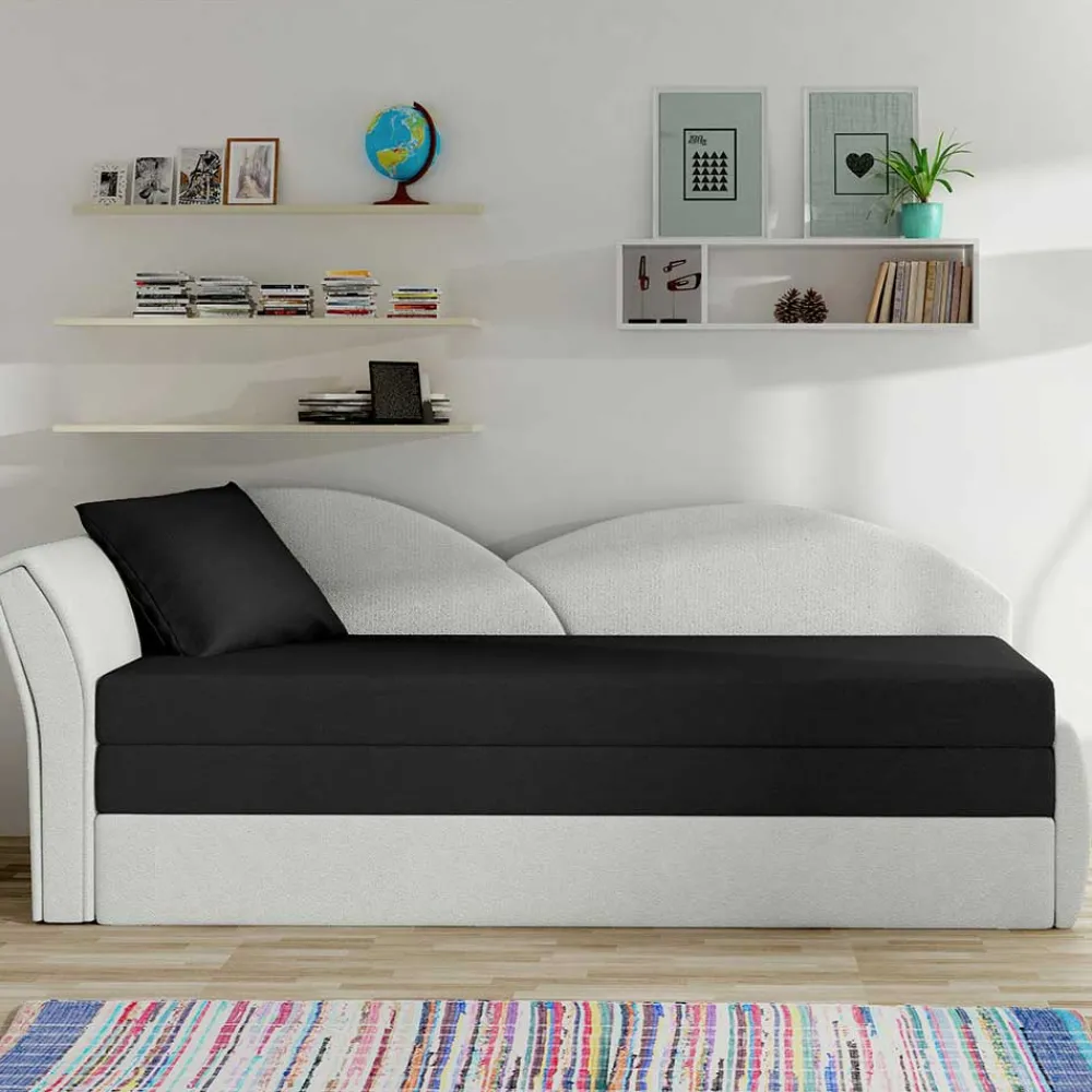 Wohnen Betten|Sofas<Schlaffunktion Recamiere in Offwhite und Schwarz - Asbrov