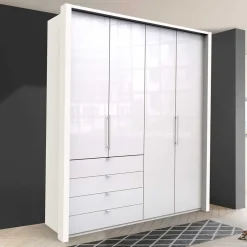 Wohnen Kleiderschränke|Schränke<Schlafraum Kleiderschrank in Weiß Glas Front - Dolienca