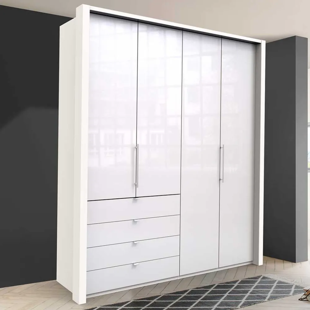 Wohnen Kleiderschränke|Schränke<Schlafraum Kleiderschrank in Weiß Glas Front - Dolienca