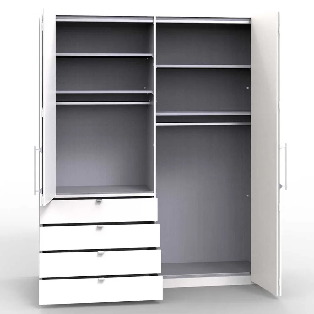 Wohnen Kleiderschränke|Schränke<Schlafraum Kleiderschrank in Weiß Glas Front - Dolienca