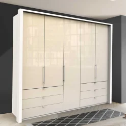 Wohnen Kleiderschränke<Schlafraum Kleiderschrank in Cremefarben Glas Front - Zidarie