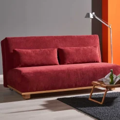 Wohnen Betten|Sofas<Schlafsofa in Rot & Eiche Roverario mit 2 oder 3 Sitzplätzen