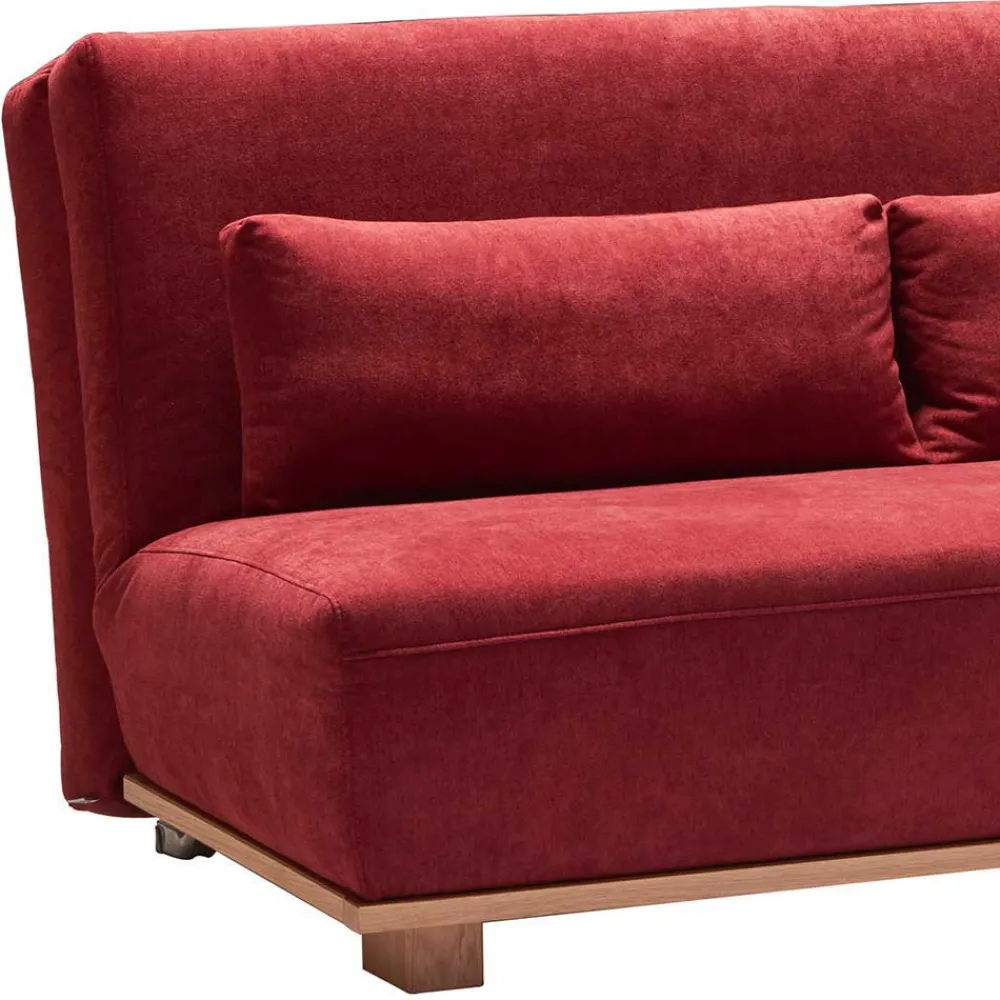 Wohnen Betten|Sofas<Schlafsofa in Rot & Eiche Roverario mit 2 oder 3 Sitzplätzen