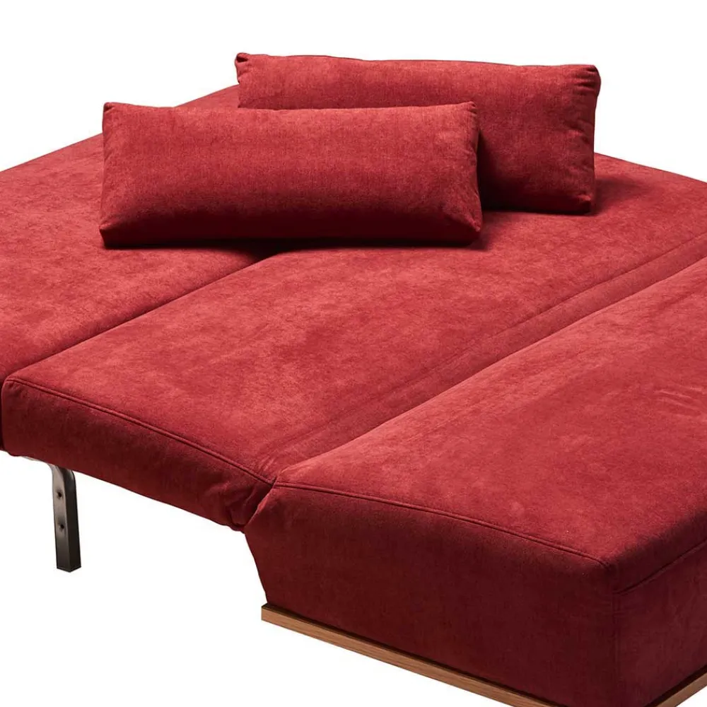 Wohnen Betten|Sofas<Schlafsofa in Rot & Eiche Roverario mit 2 oder 3 Sitzplätzen