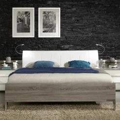Wohnen Betten<Schlafzimmer Bett Viarolia mit Polsterkopfteil in Weiß