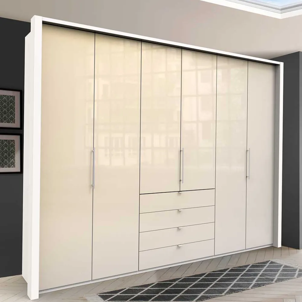 Wohnen Kleiderschränke<Schlafzimmer Falttürenschrank in Creme Weiß - Zidarie