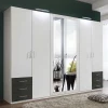 Wohnen Kleiderschränke<Schlafzimmer Kleiderschrank in Weiß & Dunkelgrau - Shakti