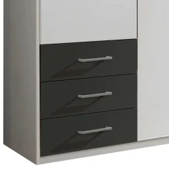 Wohnen Kleiderschränke<Schlafzimmer Kleiderschrank in Weiß & Dunkelgrau - Shakti