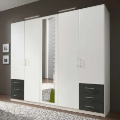 Wohnen Kleiderschränke<Schlafzimmer Kleiderschrank in Weiß mit Dunkelgrau - Donnsai
