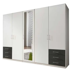 Wohnen Kleiderschränke<Schlafzimmer Kleiderschrank in Weiß mit Dunkelgrau - Donnsai
