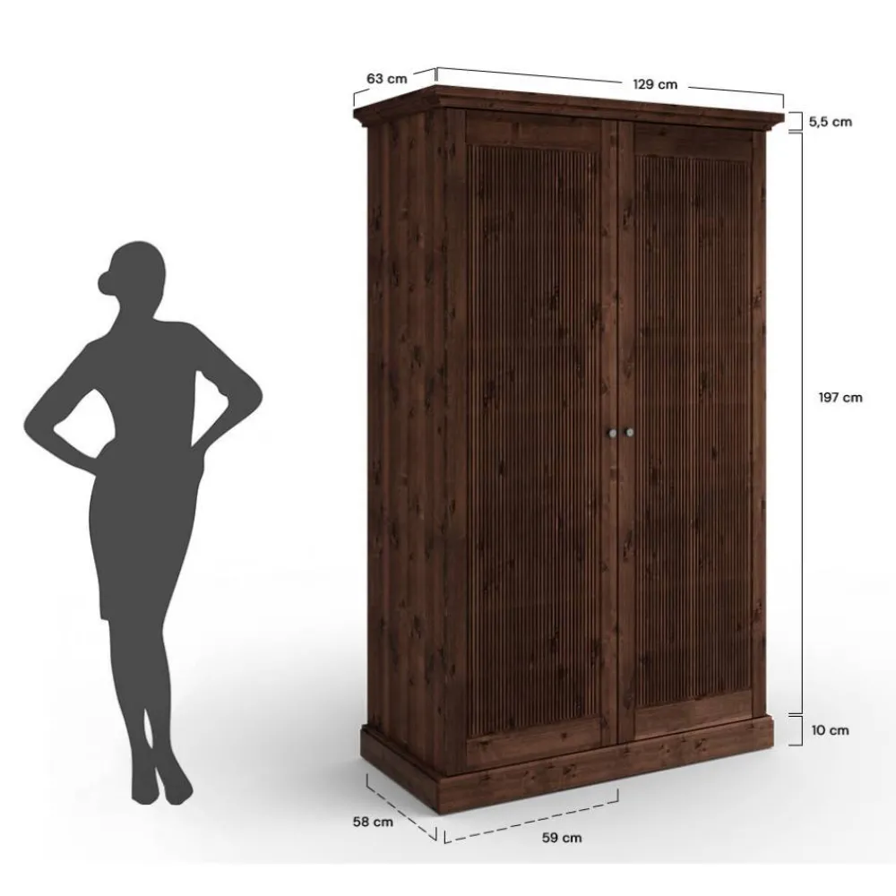 Wohnen Kleiderschränke<Schlafzimmer Kleiderschrank in Dunkelbraun - Nauizia