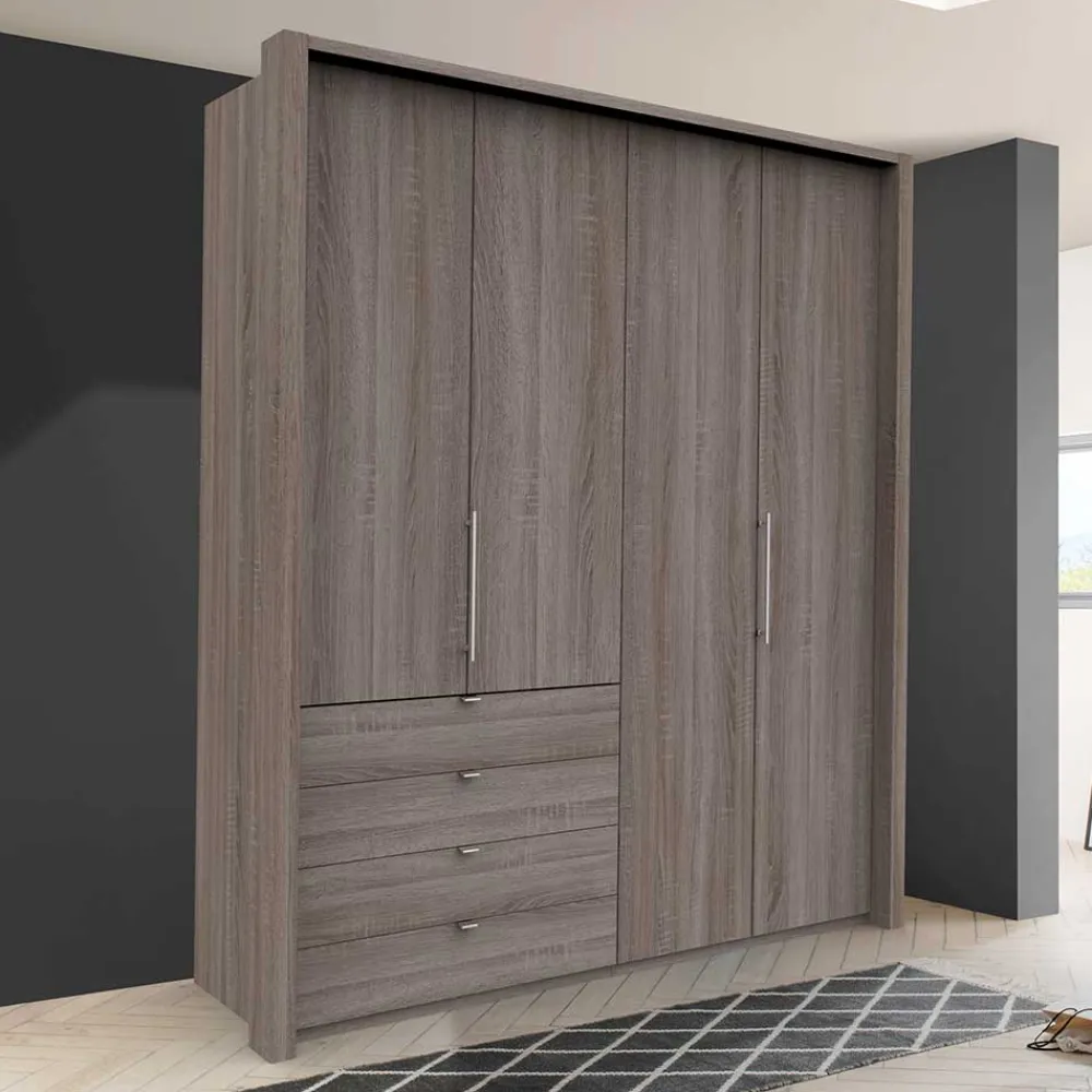 Wohnen Kleiderschränke|Schränke<Schlafzimmer Kleiderschrank in Eiche dunkel - Crenba