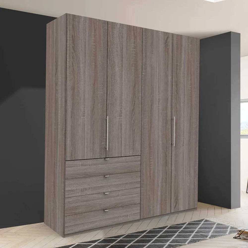 Wohnen Kleiderschränke|Schränke<Schlafzimmer Kleiderschrank in Eiche dunkel - Crenba