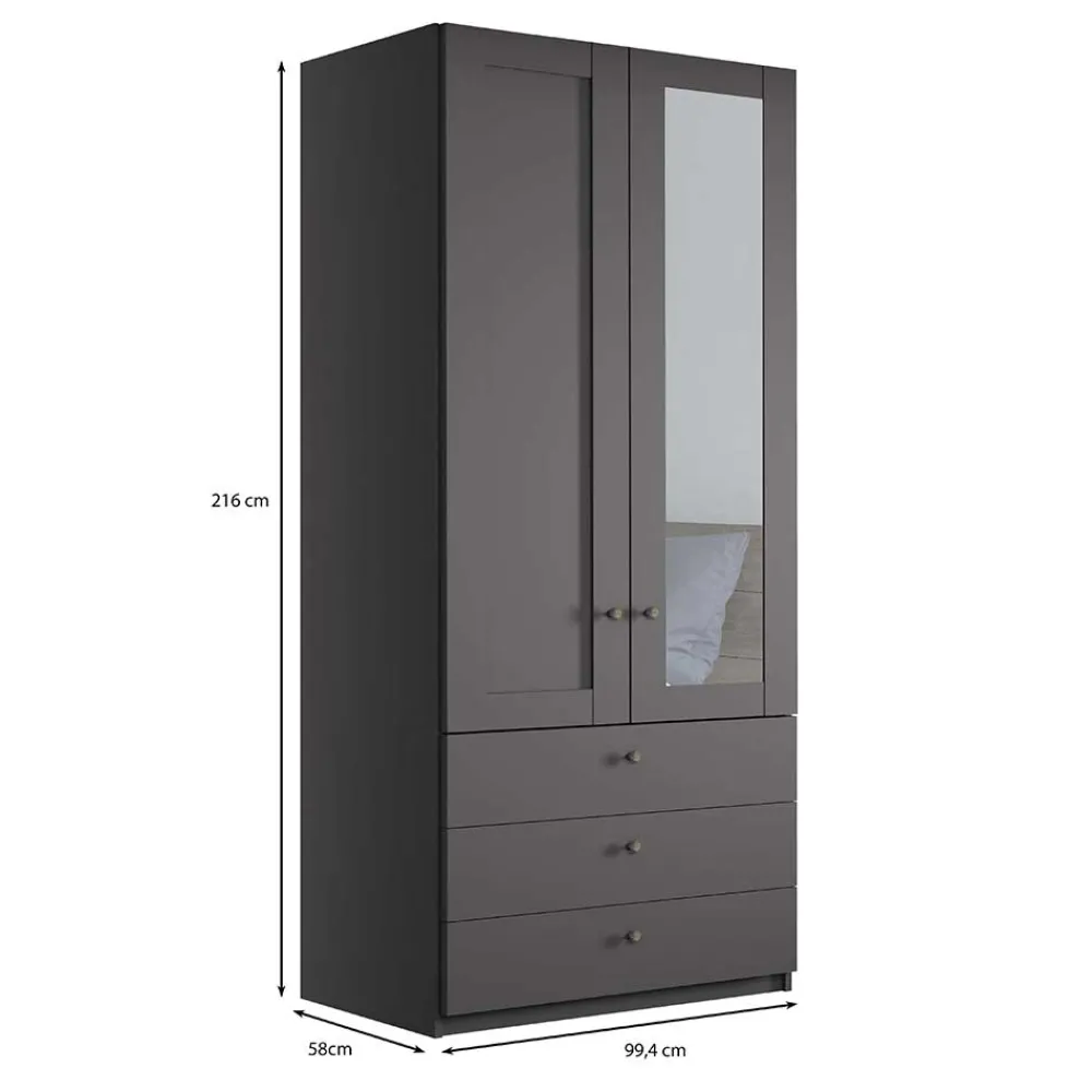 Wohnen Kleiderschränke<Schlafzimmer Kleiderschrank in Dunkelgrau - Mataram