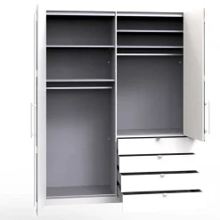 Wohnen Kleiderschränke|Schränke<Schlafzimmer Kombi-Kleiderschrank in Weiß - Dolienca