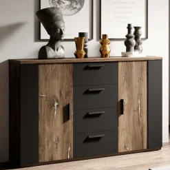 Wohnen Sideboards<Schlafzimmer Kommode in Eiche Dunkel Dekor - Rose