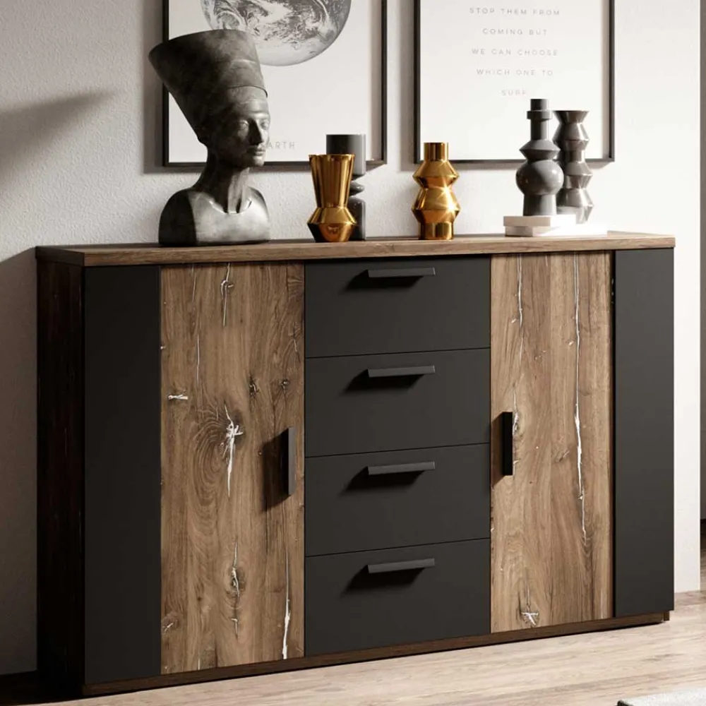 Wohnen Sideboards<Schlafzimmer Kommode in Eiche Dunkel Dekor - Rose
