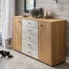 Wohnen Sideboards<Schlafzimmer Kommode in Eichefarben & Beige - Emdsiva