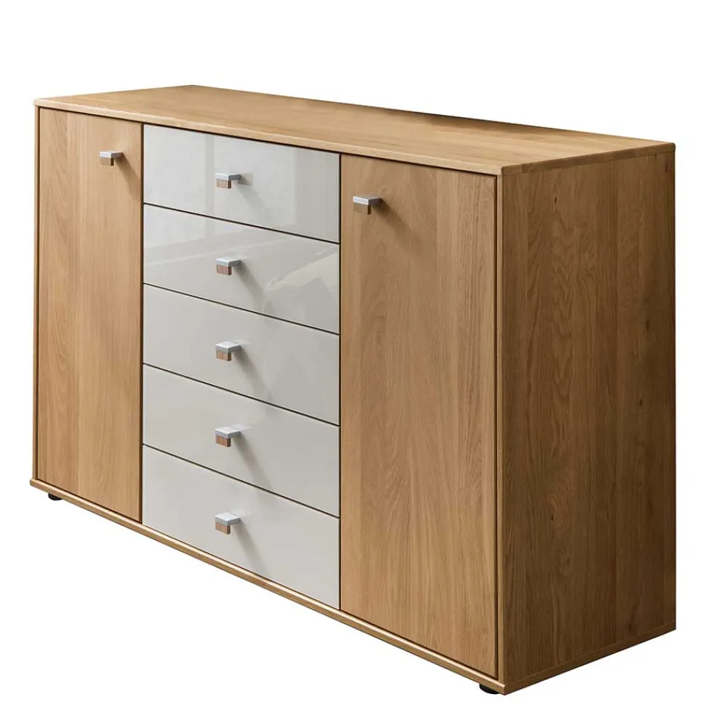 Wohnen Sideboards<Schlafzimmer Kommode in Eichefarben & Beige - Emdsiva