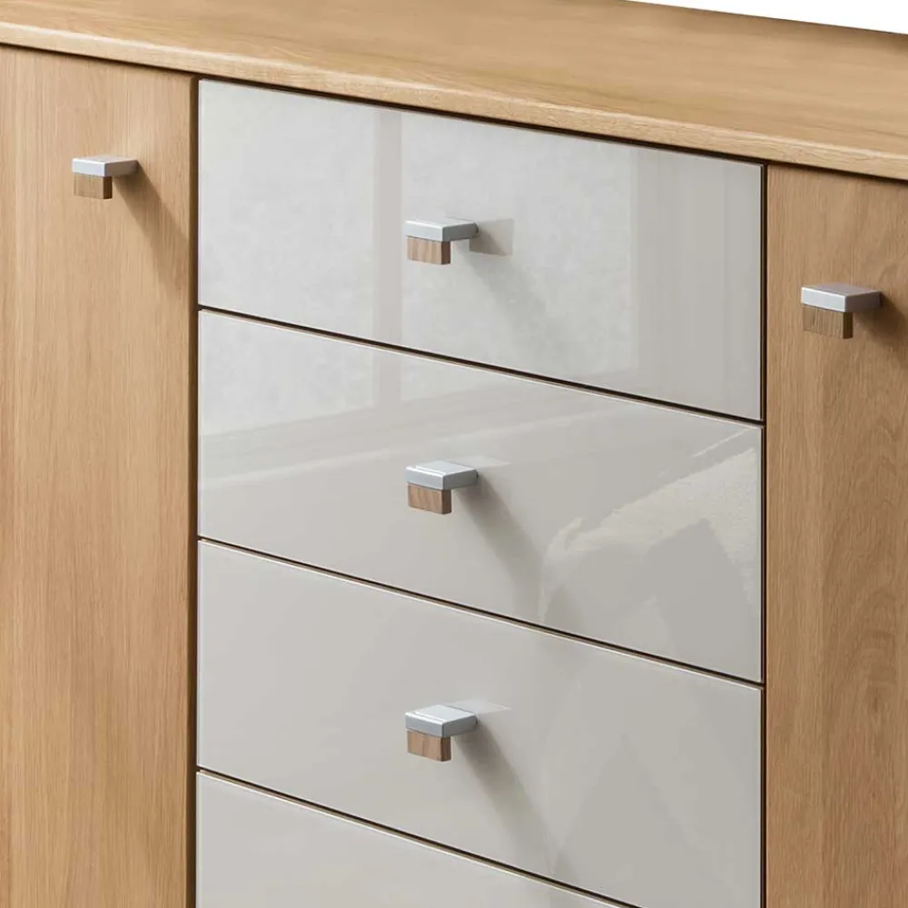 Wohnen Sideboards<Schlafzimmer Kommode in Eichefarben & Beige - Emdsiva
