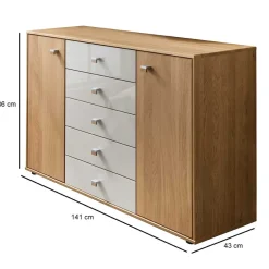 Wohnen Sideboards<Schlafzimmer Kommode in Eichefarben & Beige - Emdsiva