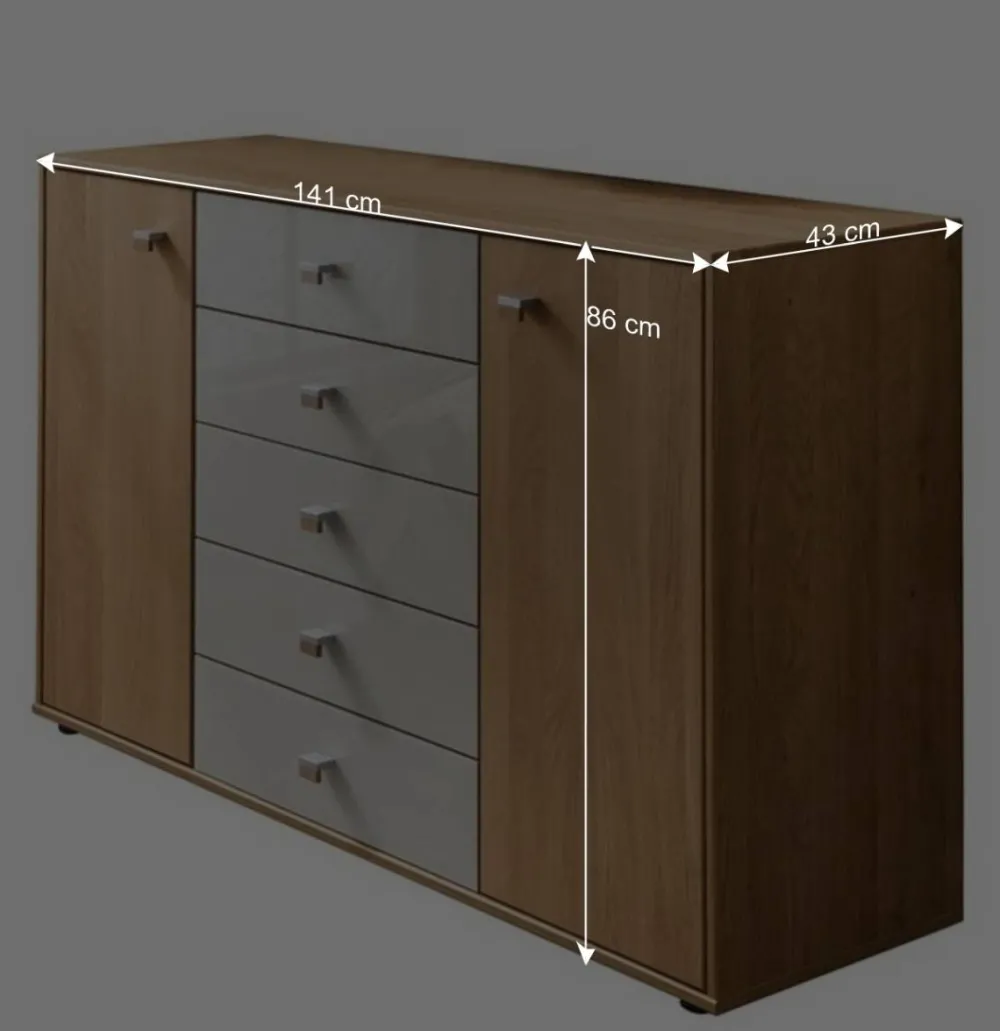 Wohnen Sideboards<Schlafzimmer Kommode in Eichefarben & Beige - Emdsiva