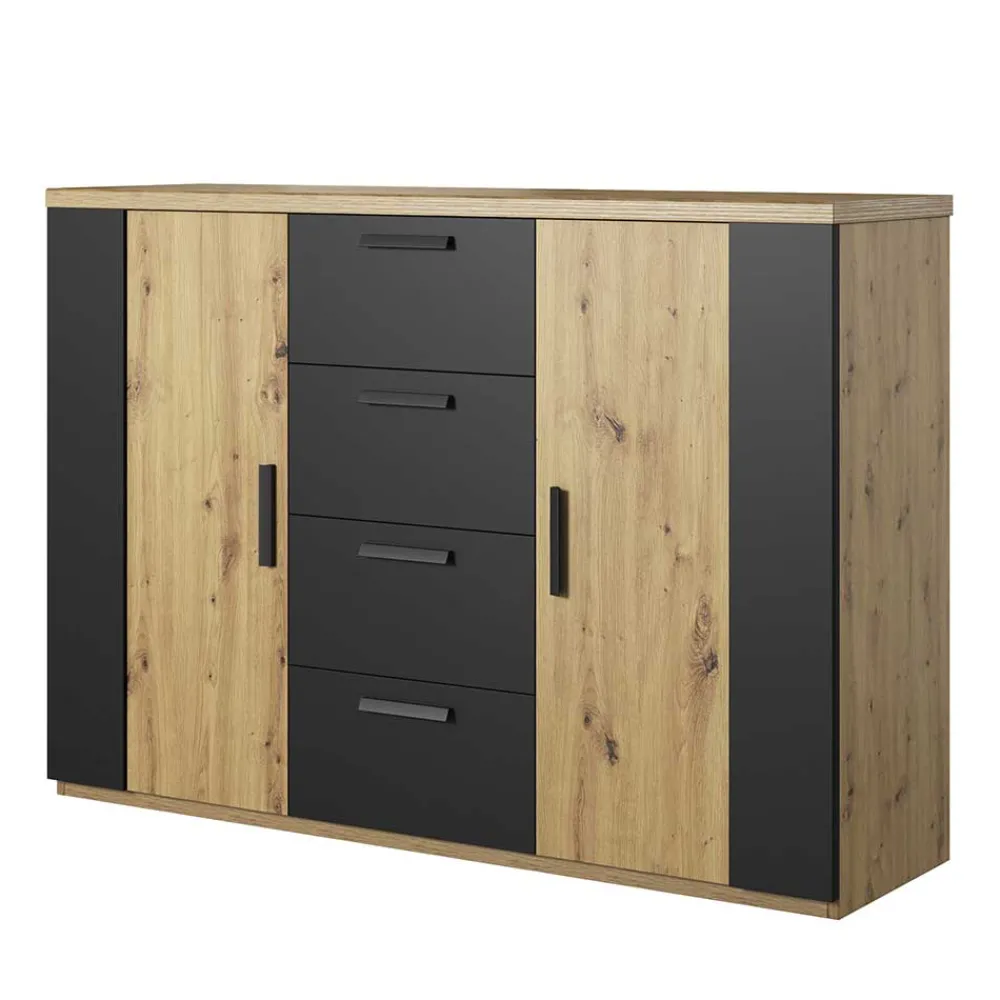 Wohnen Sideboards<Schlafzimmer Kommode in Wildeiche NB & Schwarz - Potsdam