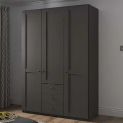 Wohnen Kleiderschränke|Schränke<Schlafzimmer Schrank in Dunkelgrau - Mataram