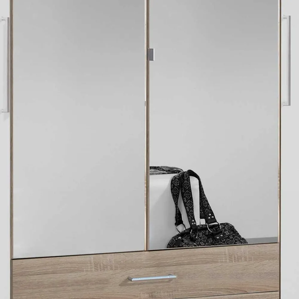 Wohnen Schränke<Schlafzimmer-Kleiderschrank in Weiß HG & Eiche sägerau - Grands