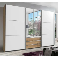 Wohnen Kleiderschränke|Schränke<Schlafzimmerkleiderschrank 4-türig & 3 Schubladen - Stufania