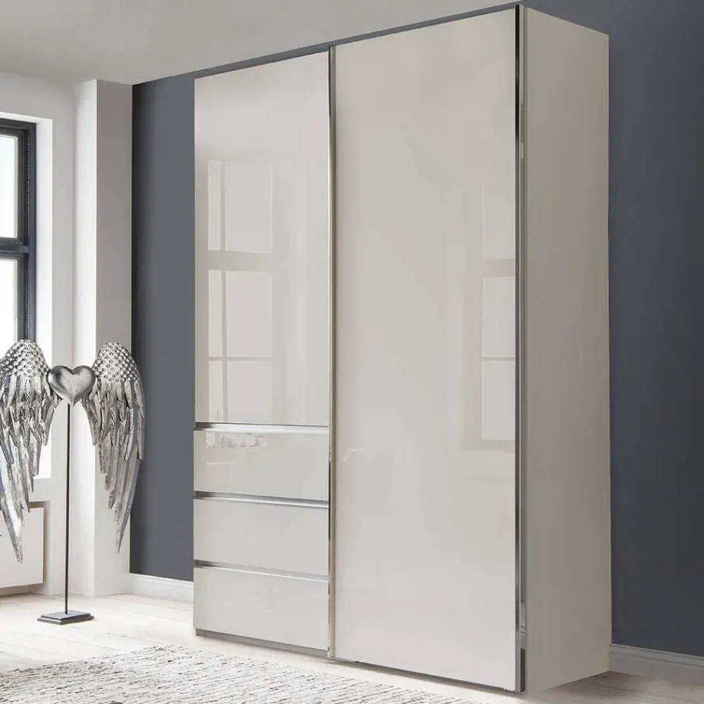 Wohnen Kleiderschränke|Schränke<Schlafzimmerschrank in Champagner Glasfront 165 cm - Dustins