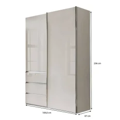 Wohnen Kleiderschränke|Schränke<Schlafzimmerschrank in Champagner Glasfront 165 cm - Dustins