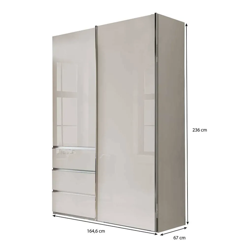 Wohnen Kleiderschränke|Schränke<Schlafzimmerschrank in Champagner Glasfront 165 cm - Dustins