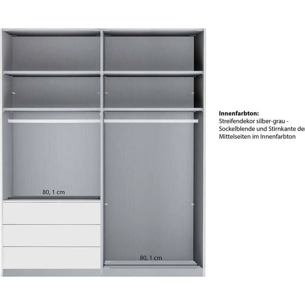 Wohnen Kleiderschränke|Schränke<Schlafzimmerschrank in Champagner Glasfront 165 cm - Dustins