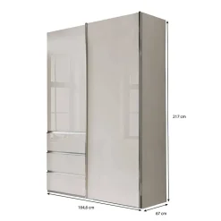 Wohnen Kleiderschränke|Schränke<Schlafzimmerschrank in Champagner Glasfront 165 cm - Dustins