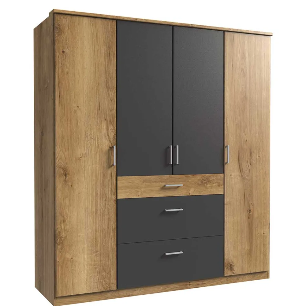 Wohnen Kleiderschränke<Schlafzimmerschrank in Plankeneiche Dekor - Leviza