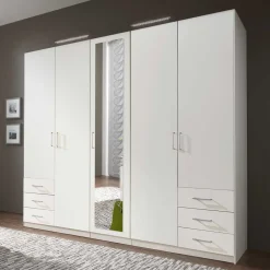 Wohnen Kleiderschränke<Schlafzimmerschrank in Weiß 225 cm breit - Clewono