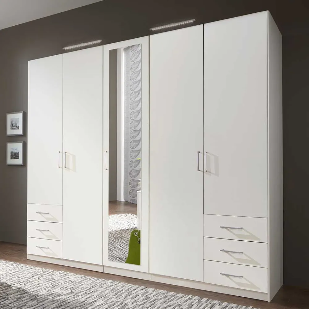 Wohnen Kleiderschränke<Schlafzimmerschrank in Weiß 225 cm breit - Clewono