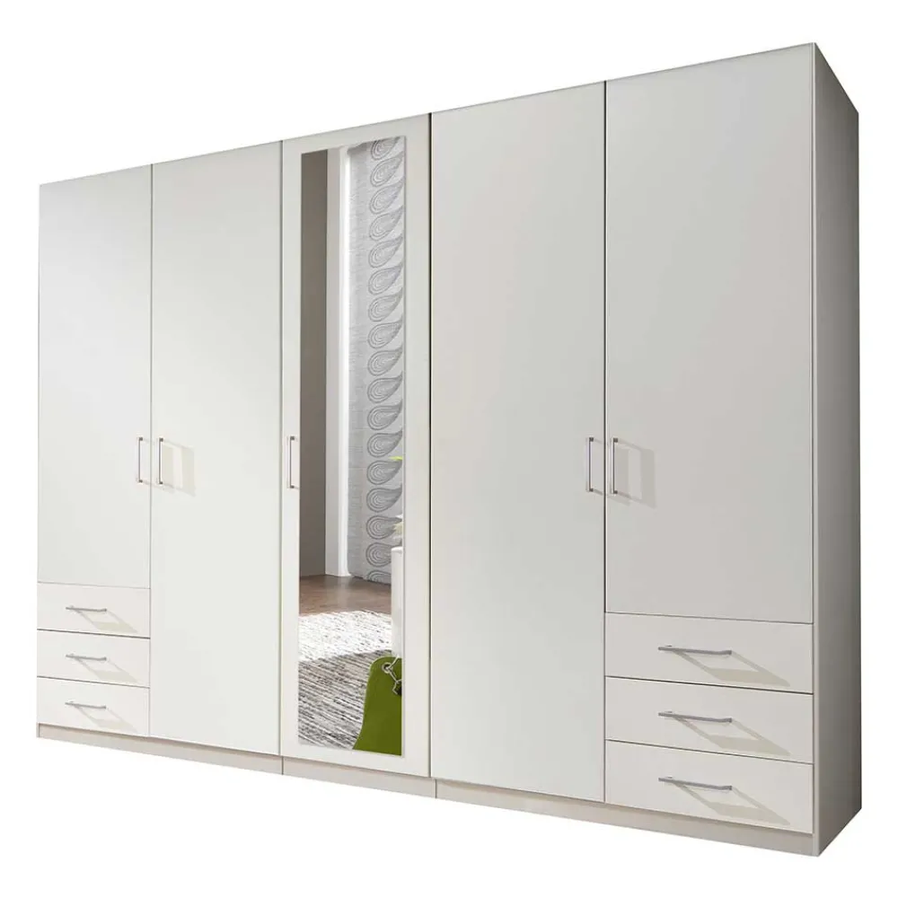 Wohnen Kleiderschränke<Schlafzimmerschrank in Weiß 225 cm breit - Clewono