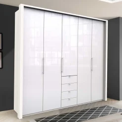 Wohnen Kleiderschränke<Schlafzimmer-Schrank in Weiß Glasfront - Dolienca