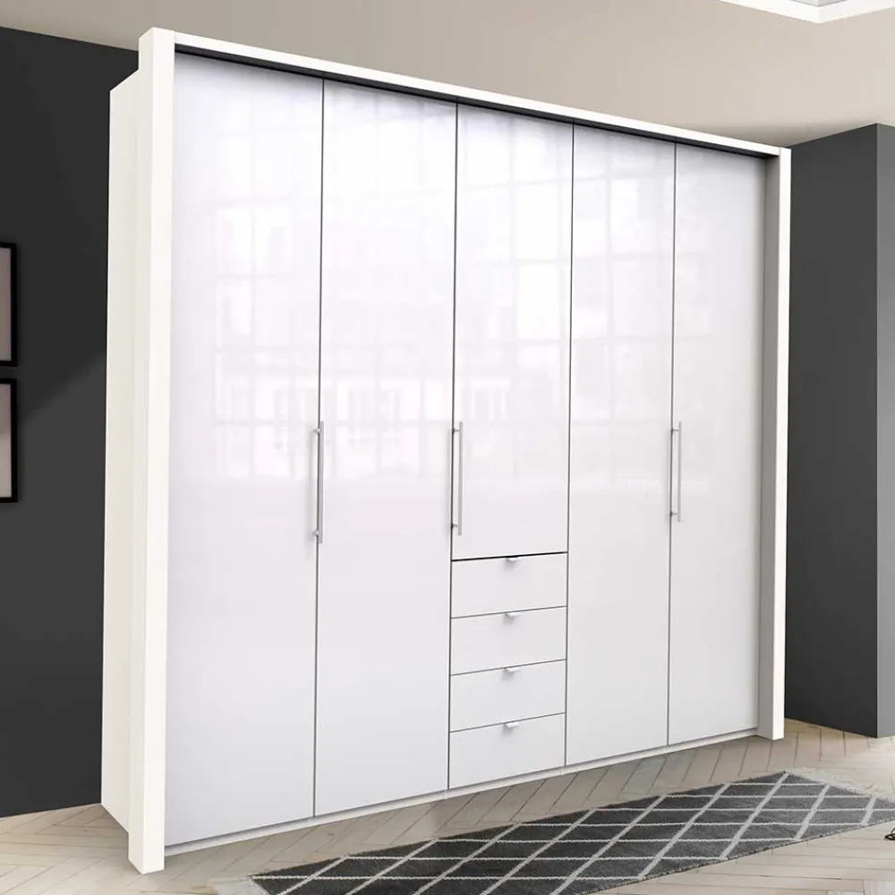 Wohnen Kleiderschränke<Schlafzimmer-Schrank in Weiß Glasfront - Dolienca