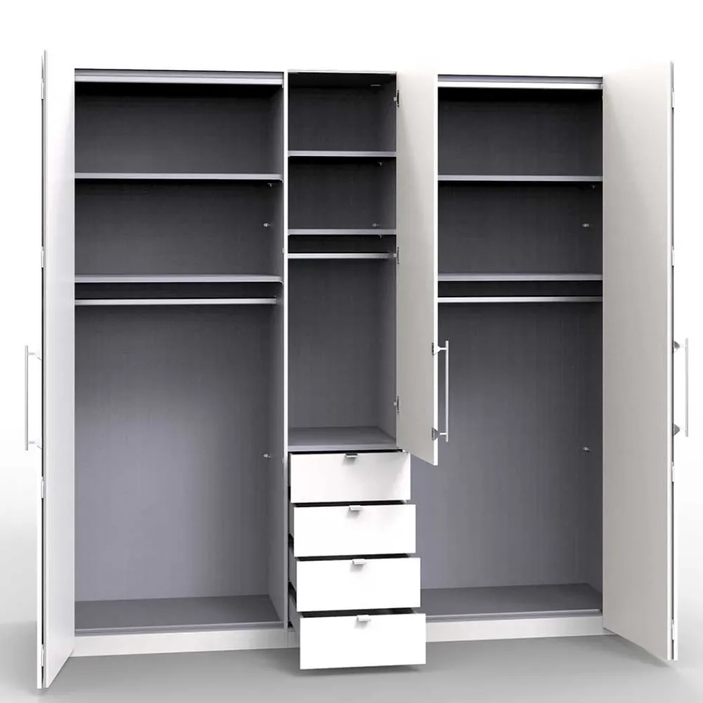 Wohnen Kleiderschränke<Schlafzimmer-Schrank in Weiß Glasfront - Dolienca