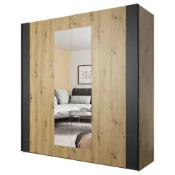 Wohnen Kleiderschränke<Schlafzimmerschrank in Wildeiche NB & Schwarz - Potsdam