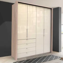 Wohnen Kleiderschränke<Schlafzimmerschrank mit 2 Falttüren und 4 Schubkästen - Rativian